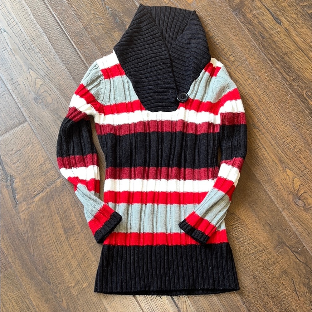 Derek Heart Black and Red Striped Sweatshirt